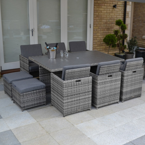 Mixed Grey 6 Seater Cube Set