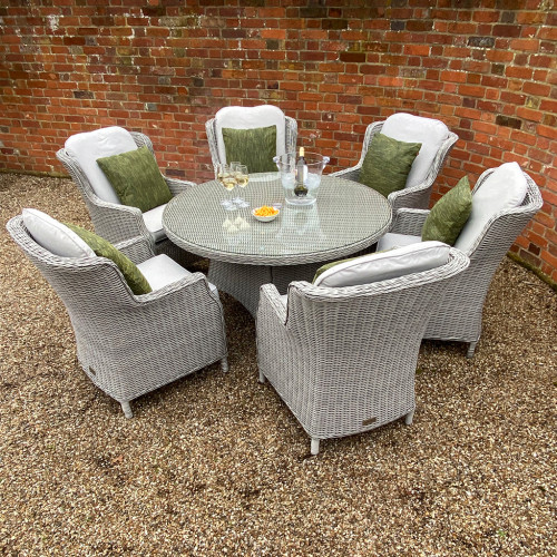 Whitewash 6 Seater Windsor Dining Set